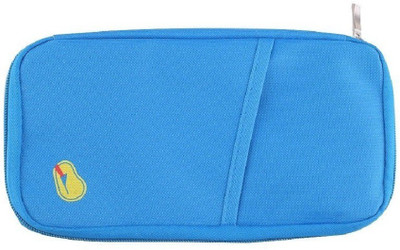 

Italish Men Tan Canvas Document Holder(12 Card Slots), Sky blue