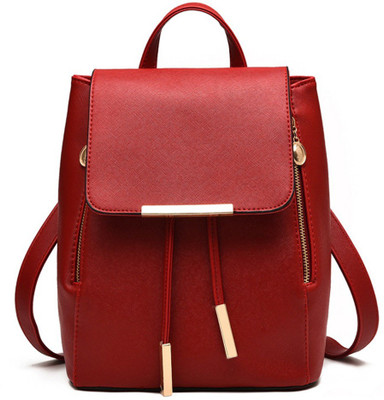 

Aeoss Leather PU Black Red Golden Handbag College School Travel Gym 15 L Backpack(Red)