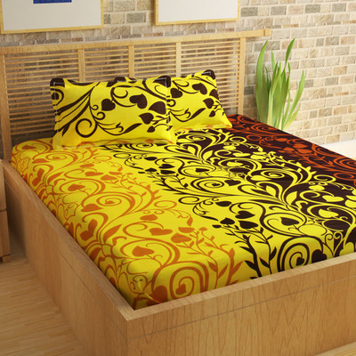 

Bedspun 104 TC Cotton Double Floral Bedsheet(Pack of 1, Yellow)