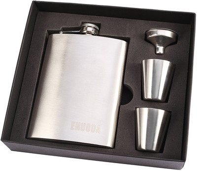 

VibeX ™ Future Hydrate 304 (18/8) Stainless Steel Leak Proof Liquor Hip Flask with Funnel and Gift Box Stainless Steel Hip Flask(240 ml)