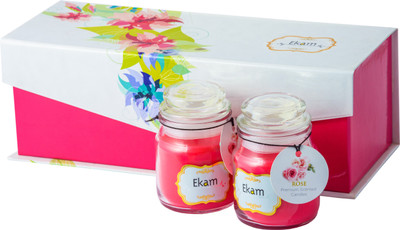 

Ekam 3 pack oz cookies Jar rose Candle(Red, Pack of 3)