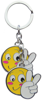 

Crazytowear Victory Smiley Key Chain(Silver)