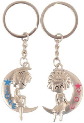 Crazytowear Sitting in moon Key Chain(Silver)