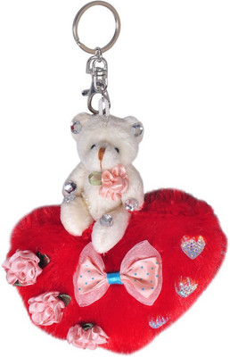 

Crazytowear Teddy sitting on heart Key Chain(Red)