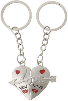 

Crazytowear Love u Heart couple Key Chain(Silver)