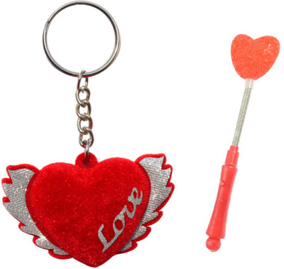 

Crazytowear Love Heart feather Wings & led lighting stick Key Chain(Red)