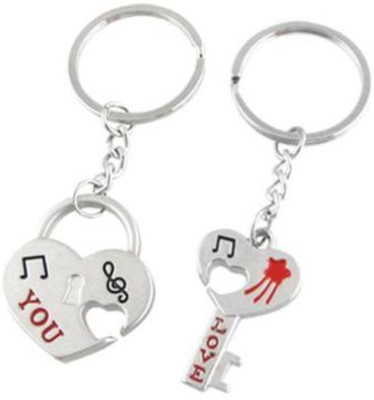 

Crazytowear Heart lock and key couple Key Chain(Multicolor)