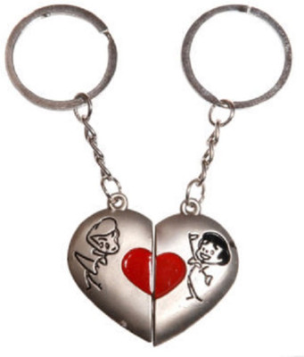 

Crazytowear Naughty Couple Heart Key Chain(Silver)