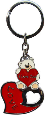 

Crazytowear Teddy Bear Heart Key Chain(Silver)