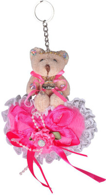 

Crazytowear Cute teddy sitting on heart Key Chain(Pink)