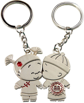

Crazytowear Mini Kissing Couple Key Chain(Silver)