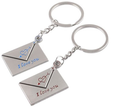 

Crazytowear Love u heart message box Key Chain(Silver)