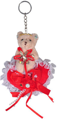 

Crazytowear Cute teddy sitting on heart Key Chain(Red)