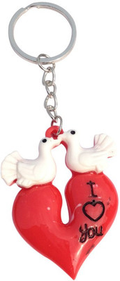 

Crazytowear Love Bird Love You Heart Couple Key Chain(White)