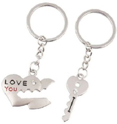 

Crazytowear love you Heart Lock & Key Couple Key Chain(Multicolor)