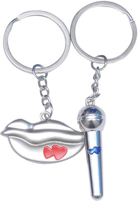 

Crazytowear lip and lipstick couple Key Chain(Silver)