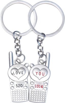 

Crazytowear I Love U Mobile hanging couple Key Chain(Silver)