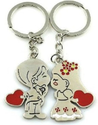 

Crazytowear Cute Kissing Couple Key Chain(Silver)