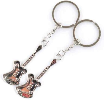 

Crazytowear I love You Guitar shape Couple Key Chain(Multicolor)