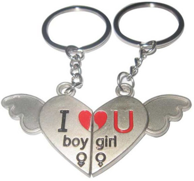 

Crazytowear Love Boy Girl Couple Key Chain(Silver)