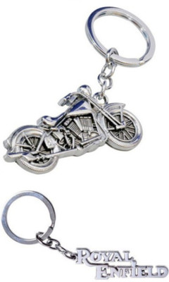 

Crazytowear Text Royal Enfield & Bullet Bike Key Chain(Silver)