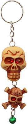 

Crazytowear Orange Danger Skeleton Key Chain(Brown)