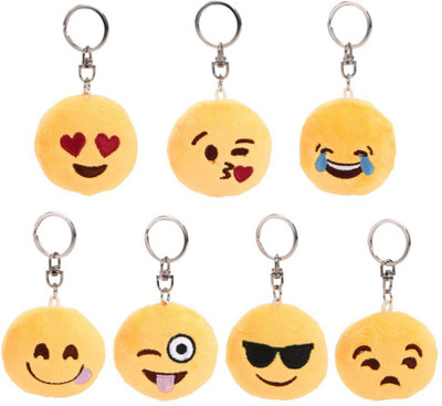 

Crazytowear Cool Emoji faces Key Chain(Silver)