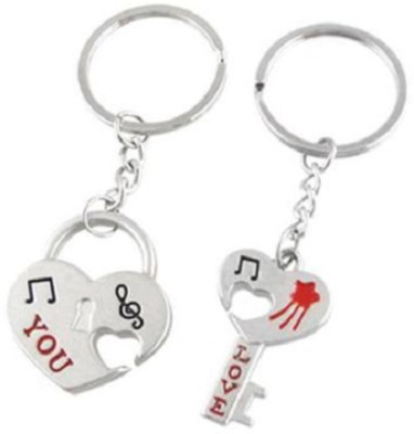 

Crazytowear Cute Love Heart and Lock Love Key Chain(Multicolor)