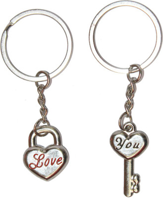 

Crazytowear I love You tiny Heart lock & Key Key Chain(Multicolor)