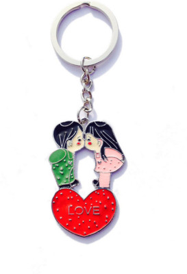 

Crazytowear Cute Kissing Couple Love Heart Key Chain(White)