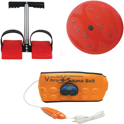 

WIB 3 IN 1 Vibrating Magnetic Slimming Belt Tummy Trimmer Resistance Tube With Twister(Set of 3)