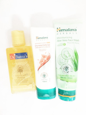 

Himalaya dryness defenses protein conditioner, aloe vera face wash, shampoo(Set of)