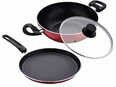 

Bergner Induction Bottom Cookware Set(Aluminium, 2 - Piece), Maroon