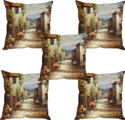 

Sleep Nature's Abstract Cushions Cover(Pack of 5, 30.63 cm*30.63 cm, Multicolor)
