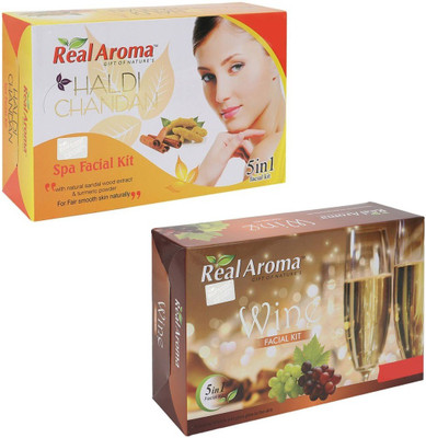 

Real Aroma Haldi Chandan Wine Facial Kit 740 g(Set of 2)