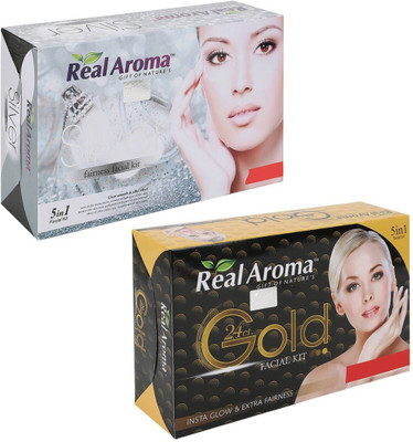 

Real Aroma Silver 24Ct Glod Facial Kit 740 g(Set of 2)
