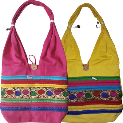 

Fashion Bizz Shoulder Bag(Yellow, Pink), Pink;yellow