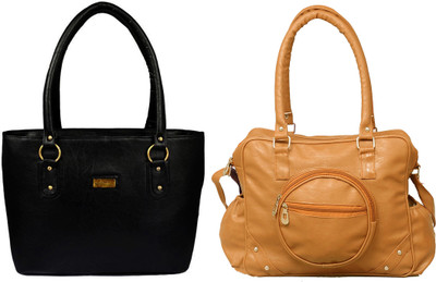 

Vera Stayle Hand-held Bag(Black, Beige), Beige;black