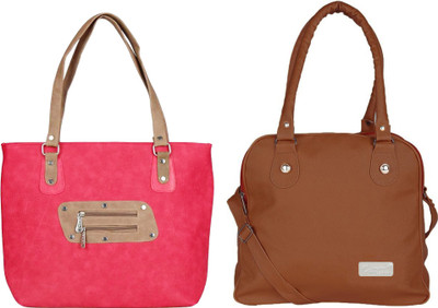 

Vera stayle Hand-held Bag(Pink, Brown), Brown;pink