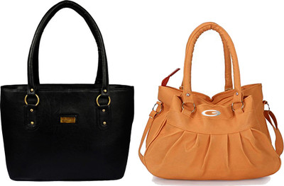 

Vera Stayle Hand-held Bag(Black, Beige), Beige;black