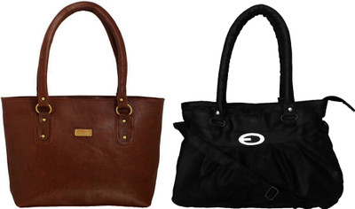 

Vera stayle Hand-held Bag(Brown, Black), Black;brown