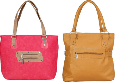 

Vera stayle Hand-held Bag(Pink, Beige), Beige;pink
