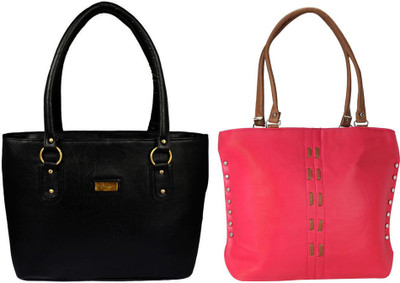 

Vera Stayle Hand-held Bag(Black, Pink)