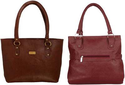

Vera Stayle Hand-held Bag(Brown, Maroon)