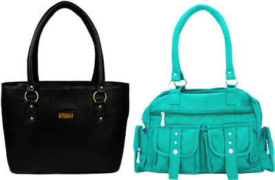 

Vera Stayle Hand-held Bag(Black, Green)