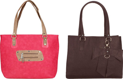 

Vera stayle Hand-held Bag(Pink, Brown), Brown;pink