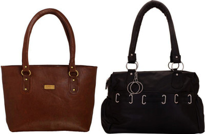

Vera Stayle Hand-held Bag(Brown, Black), Black;brown