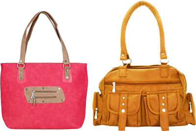 

Vera stayle Hand-held Bag(Pink, Beige), Beige;pink