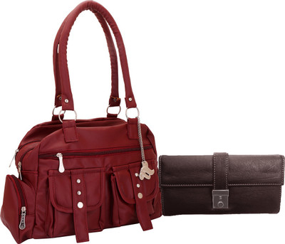 

Lady bar Shoulder Bag(Maroon, Beige), Beige;maroon