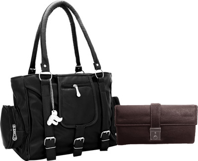 

Lady bar Shoulder Bag(Black, Beige), Beige;black